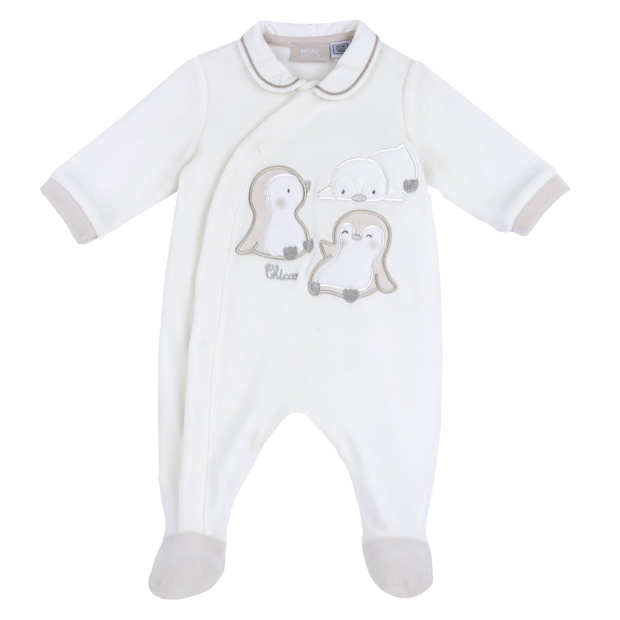 Chicco Unisex Baby Jumpsuit aus Chenille mit Frontöffnung Bottone, Weiß (6), 6 Monate