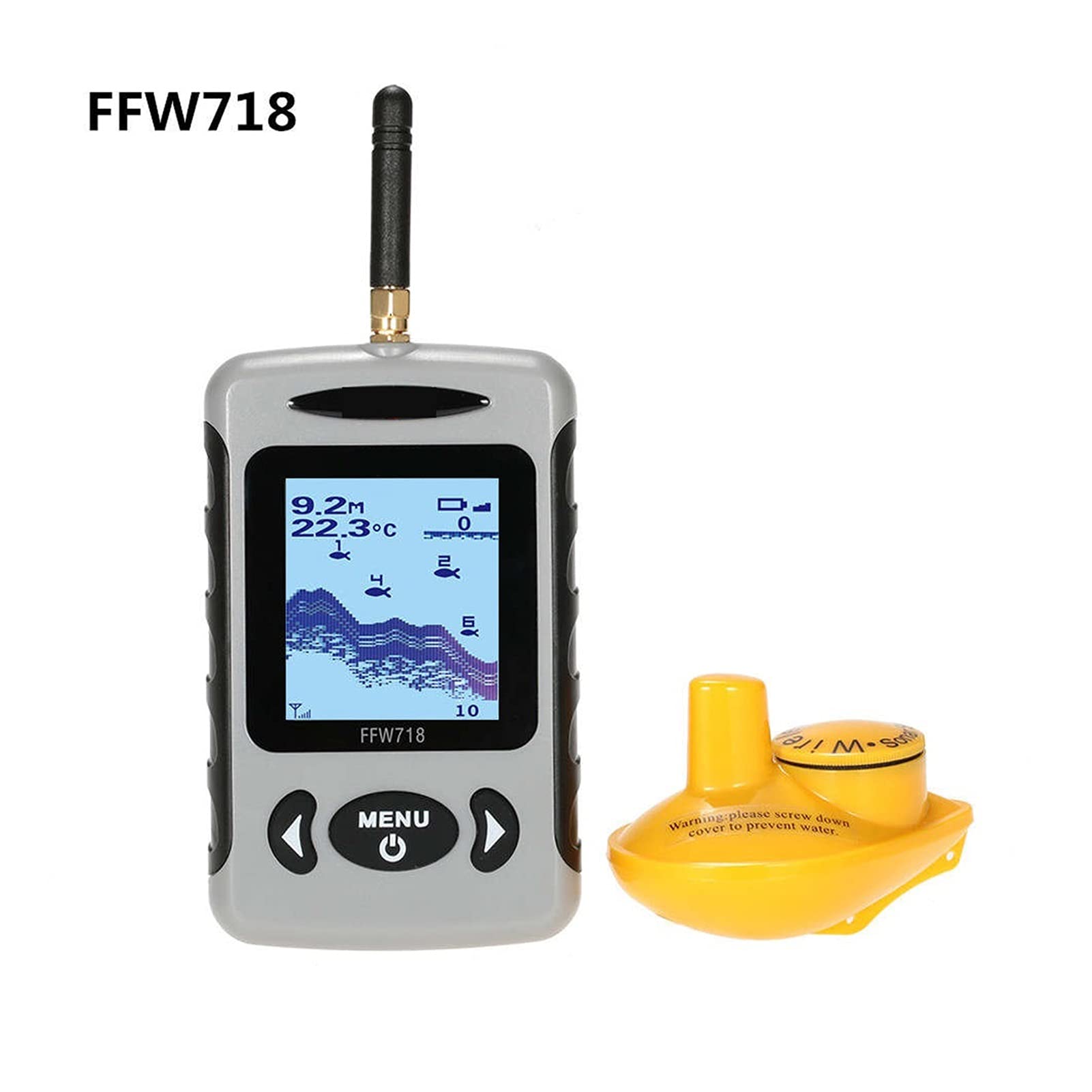 Ecoscandaglio Subacqueo, Finder di pesce portatile wireless 4 5M / 135FT. Allarme dell ecoscandaglio del sensore sonar for il lago fiume dell'oceano Pesca(FFW718)