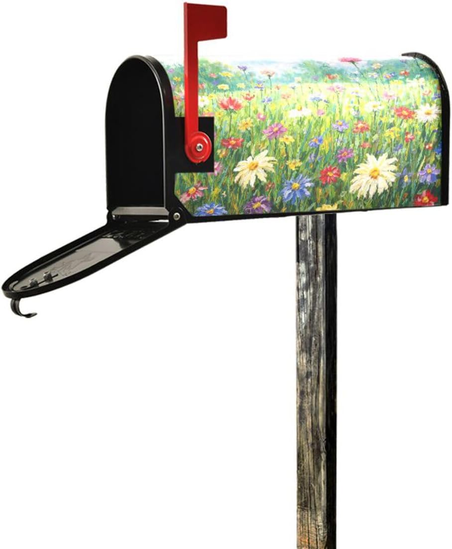 WOOR Wildflowers Spring Magnetic Mailbox Cover Oversized for Garden Yard Outdoor Decorations-25.5" x20.8