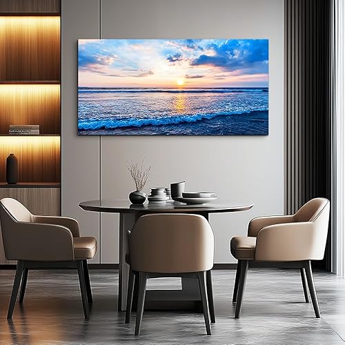 Miniatura 9 de Lienzo decorativo de pared para sala de estar, playa azul, océano, olas del mar, paisaje, decoración de pared, listo para colgar, decoración del