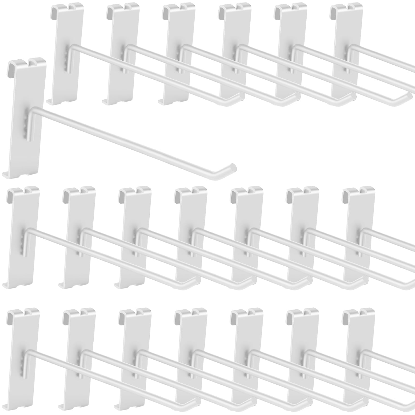 Waltool 20Pcs Gridwall Hooks, Metal Grid Panel Hanging Peg Hooks, Grid Wall Accessory for Clothes Storage, Home Organization, Retail Display (White, 8"/20CM)