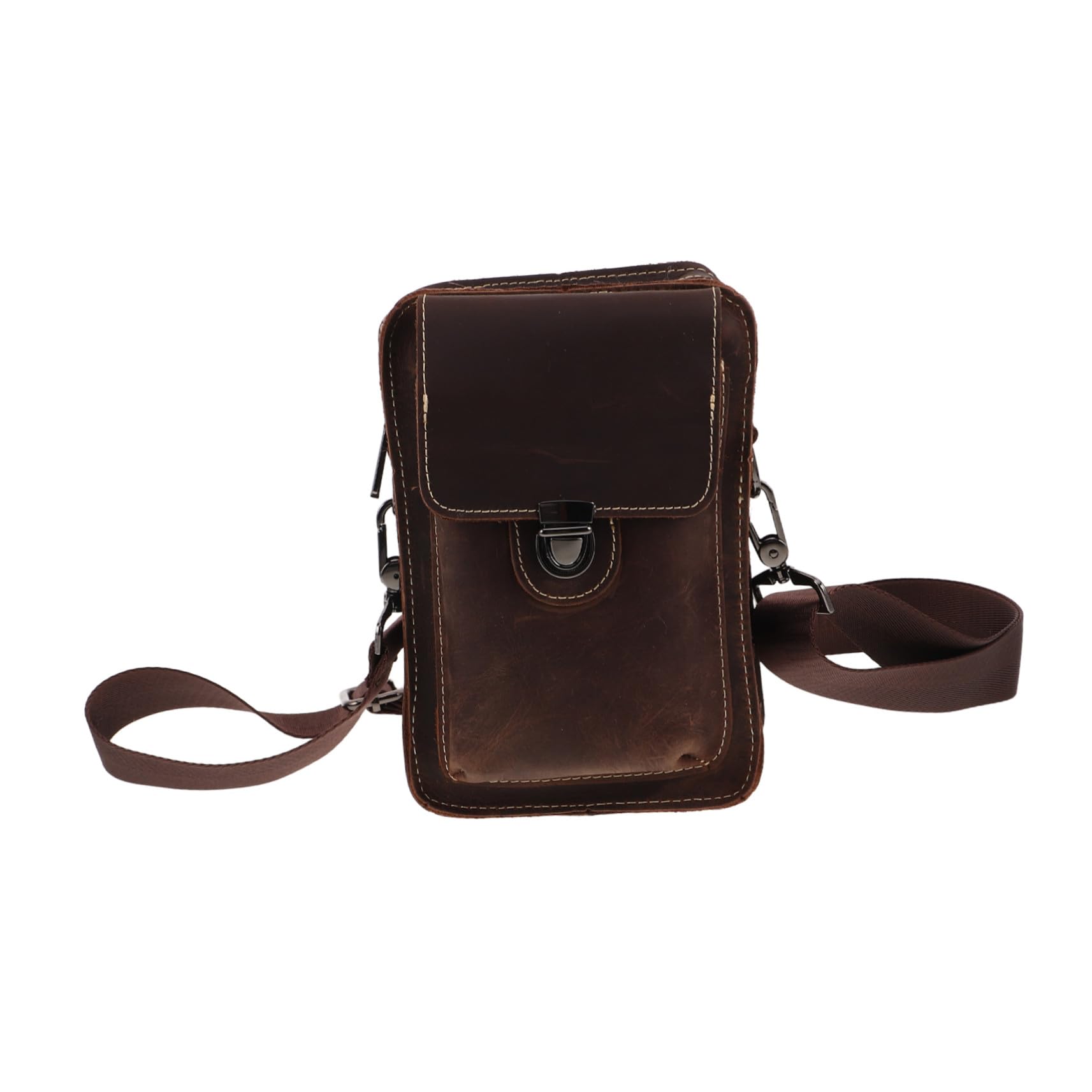 Healvian Skórzana Torba Telefon Crossbody Mężczyzn i Kobiet z Regulowanym Paskiem Elegancka Brązowa Torebka Ramię Co Dzień Podróże i Casualowe Wyjścia