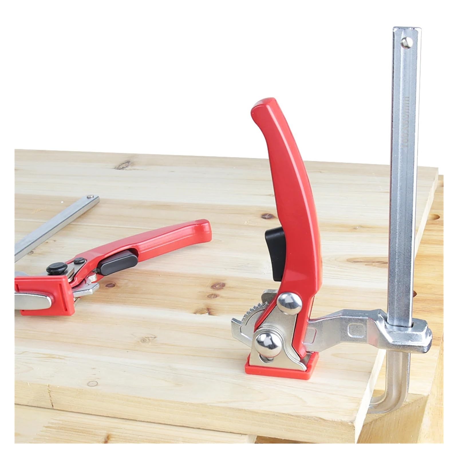 abrazadera de mesa con trinquete Abrazadera de mesa con trinquete, liberación rápida y de riel guía, barra, 2 uds.(RED)