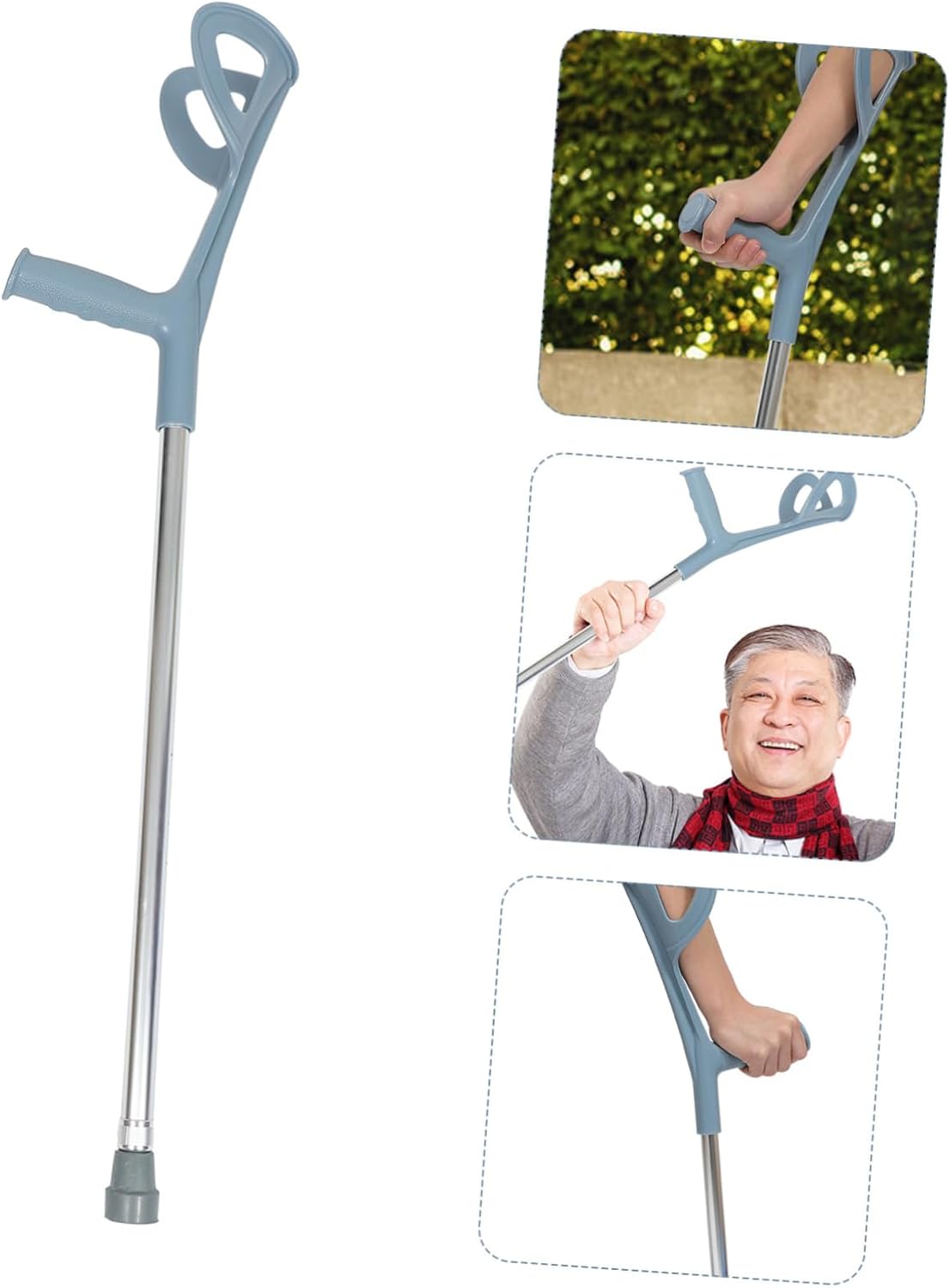 Adjustable Forearm Crutch Lightweight Walking Stick for Elderly Disabled Ergonomic Design with Supple Handle for Comfort and Stability
