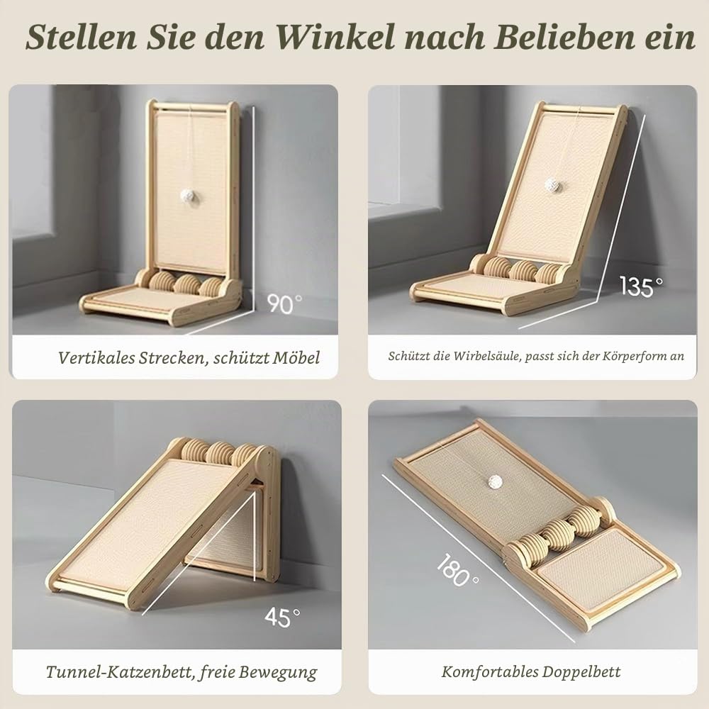 L-förmiger Katzenkratzer, stehend, mit natürlichem Sisal-Kratzmatte, faltbar, schützende Möbel-Kratzmatte mit Ball, Spielzeug für den Innenbereich (60 x 28 x 33 cm)