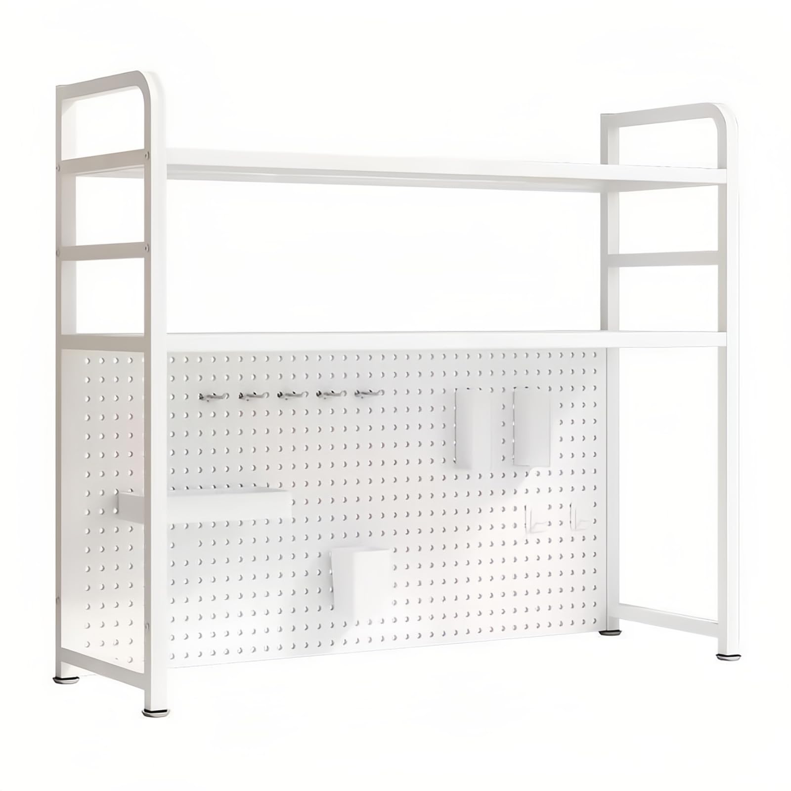 JAOGAUS Mensola per Scrivania con Pannello Forato | Organizer per Scrivania per Computer a 2 Livelli per Ufficio, Casa, Modulare Sospeso