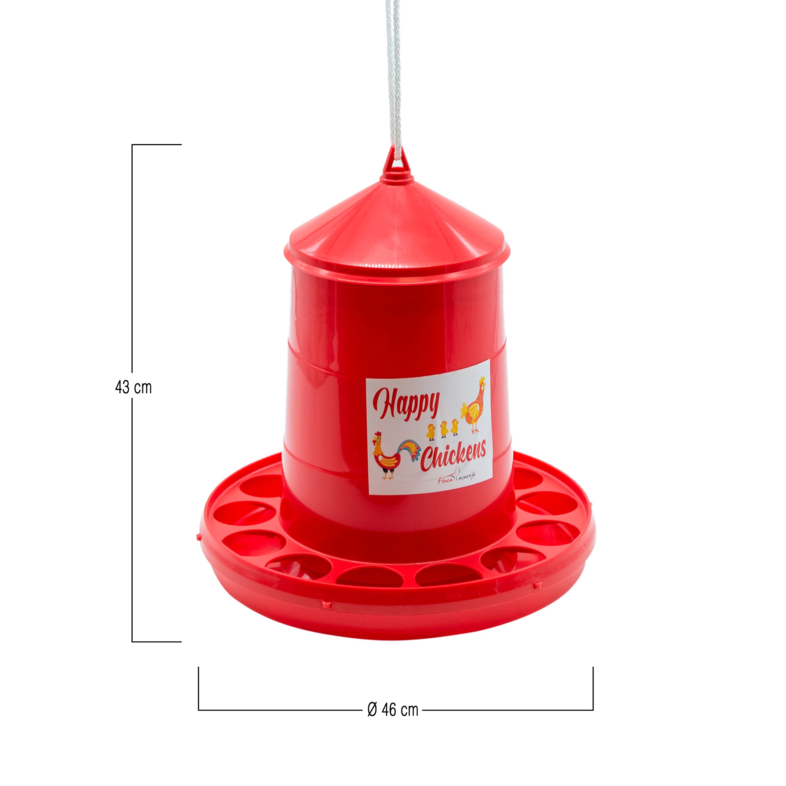 FINCA CASAREJO Comedero para Gallinas con Sistema Antidespilfarro - Tolva Happy Chickens 12 kg - Plástico Resistente para conservar el alimento - Incluye Guía Práctica de Alimentación - 2