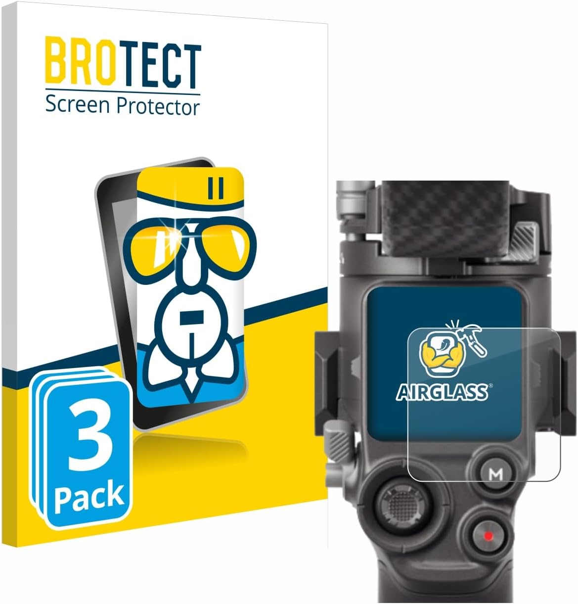 brotect Glass Screen Protector Film Compatible with DJI RS 4 (3 Pack) - Glass-Foil 9H Protection [Scratch Resistant, High Clarity]
