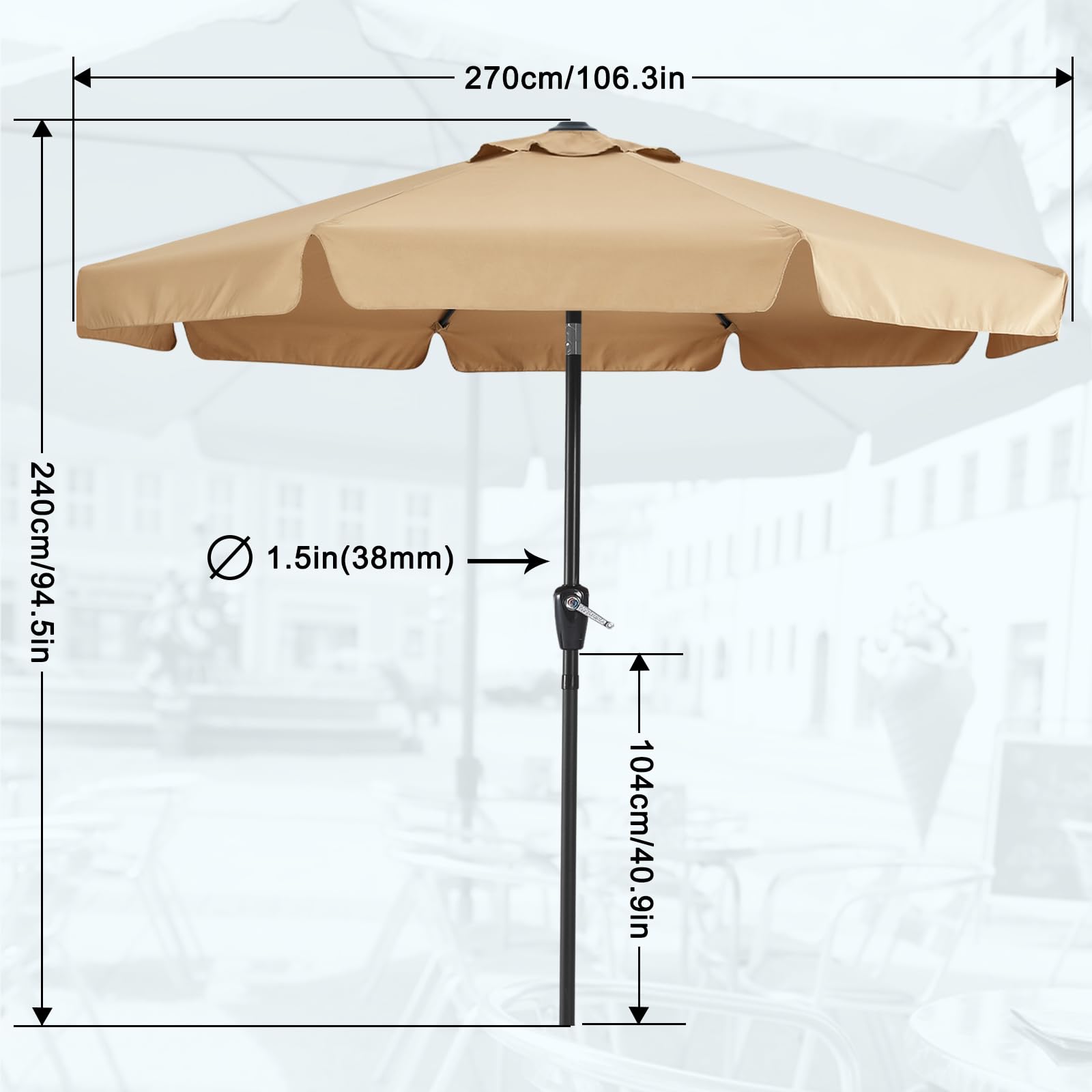 Solero Vaticano Pro | koepelparasol | 250 cm rond Solero Vaticano Pro | koepelparasol | 250 cm rond