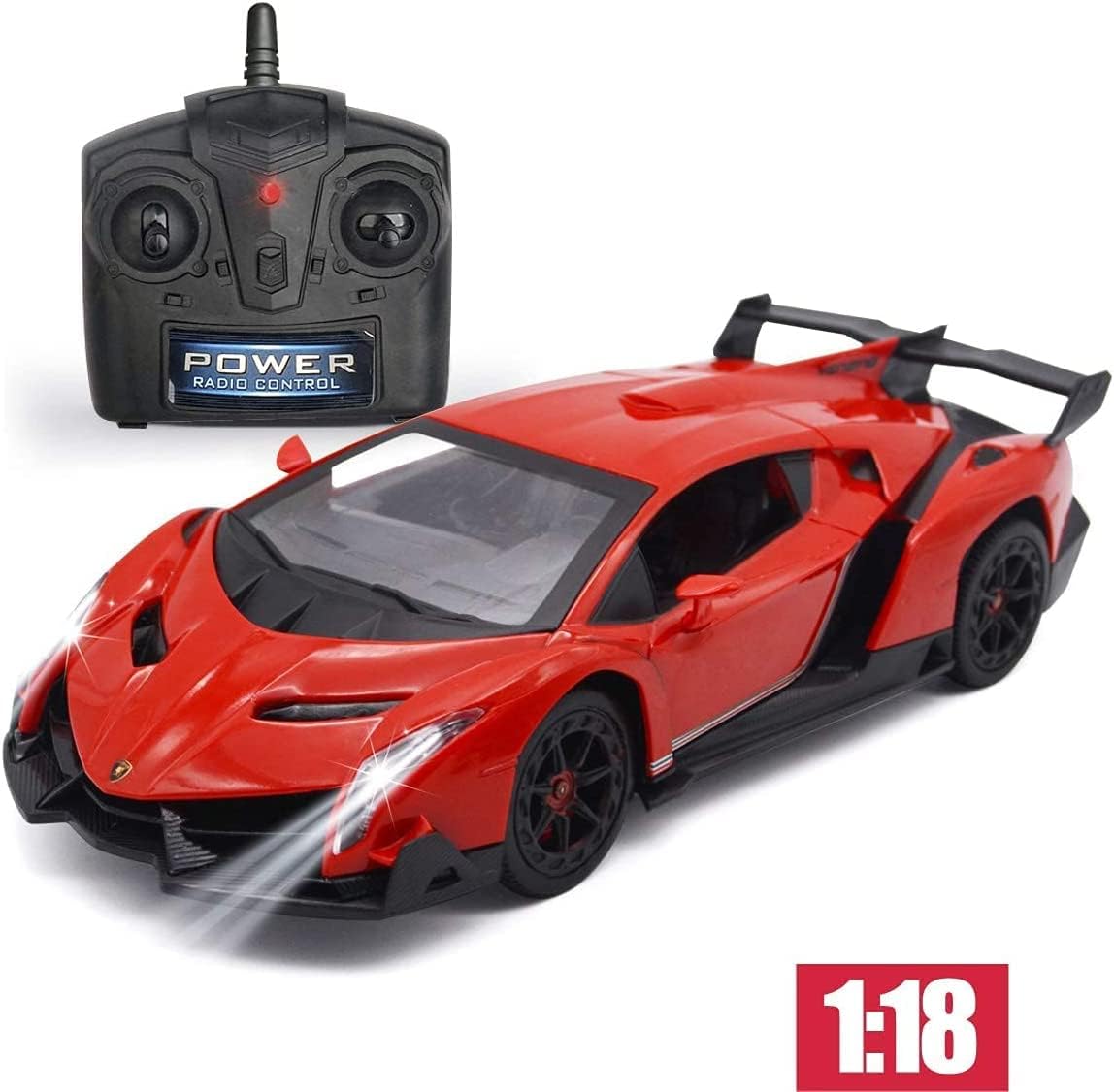 Remote Control Car RC Cars Racing Car 1:18 Licensed Toy RC Car Compatible with Lamborghini Model Vehicle for Boys 6,7,8 Years Old Halloween, red - Image 5