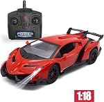 Voiture de télécommande RC Voitures Racing Voiture 1:18 Jouet sous licence RC Voiture compatible avec le modèle Lamborghini Véhicule pour garçons 6,7,8 Années, Rouge