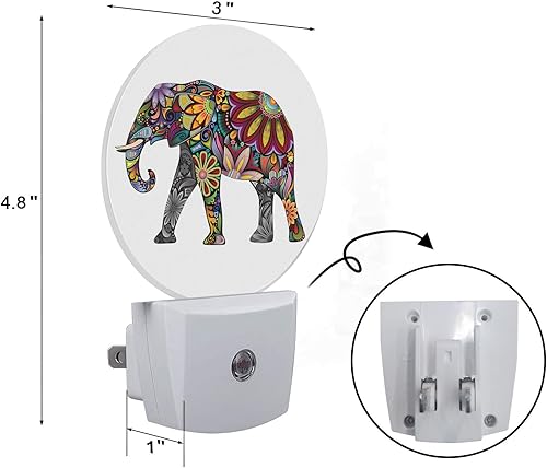Miniatura 2 de Axayaz Elefante LED luz nocturna animal salvaje alegre cachemira flor tronco marfil oreja vida silvestre atardecer amanecer lámpara redonda sensor