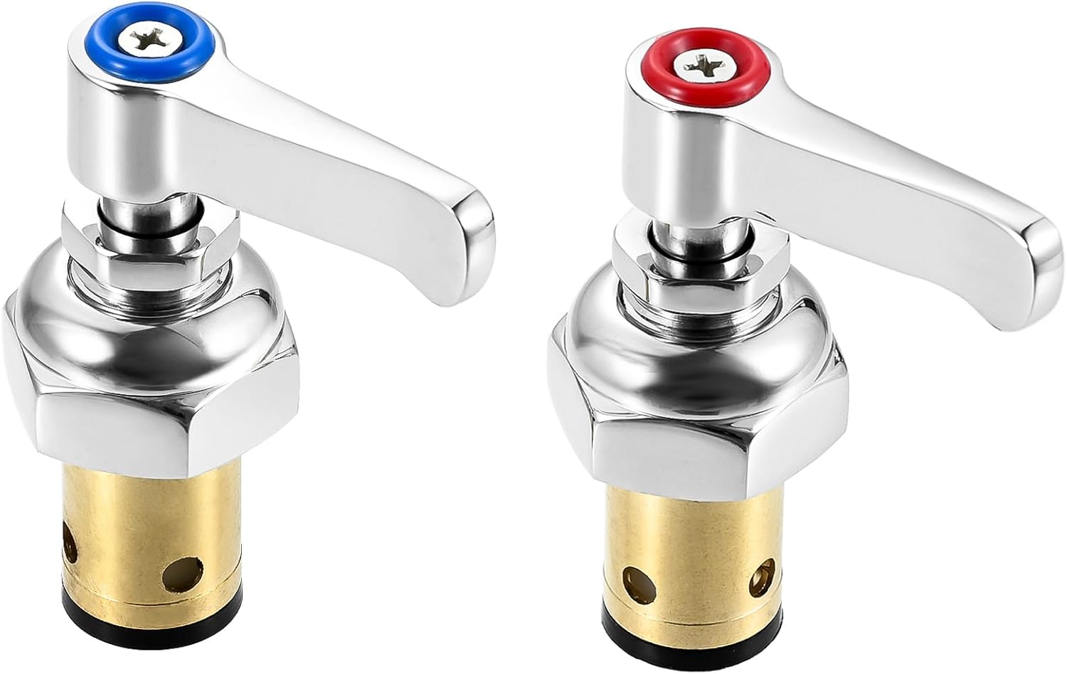 2 Pack Handle Stem Assembly, Blue Cold and Red Hot Side Spindle Assembly Valve Replacement for T&S Brass, Replace 002714-40 002713-40