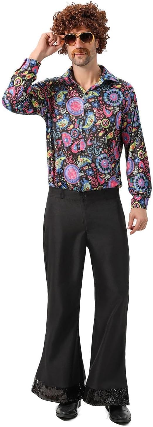 Pantalon évasé Homme Style Années 70 - Pattes D'éléphant, Vintage Punk, Pour Fête, Disco, Carnaval, Avec Poches