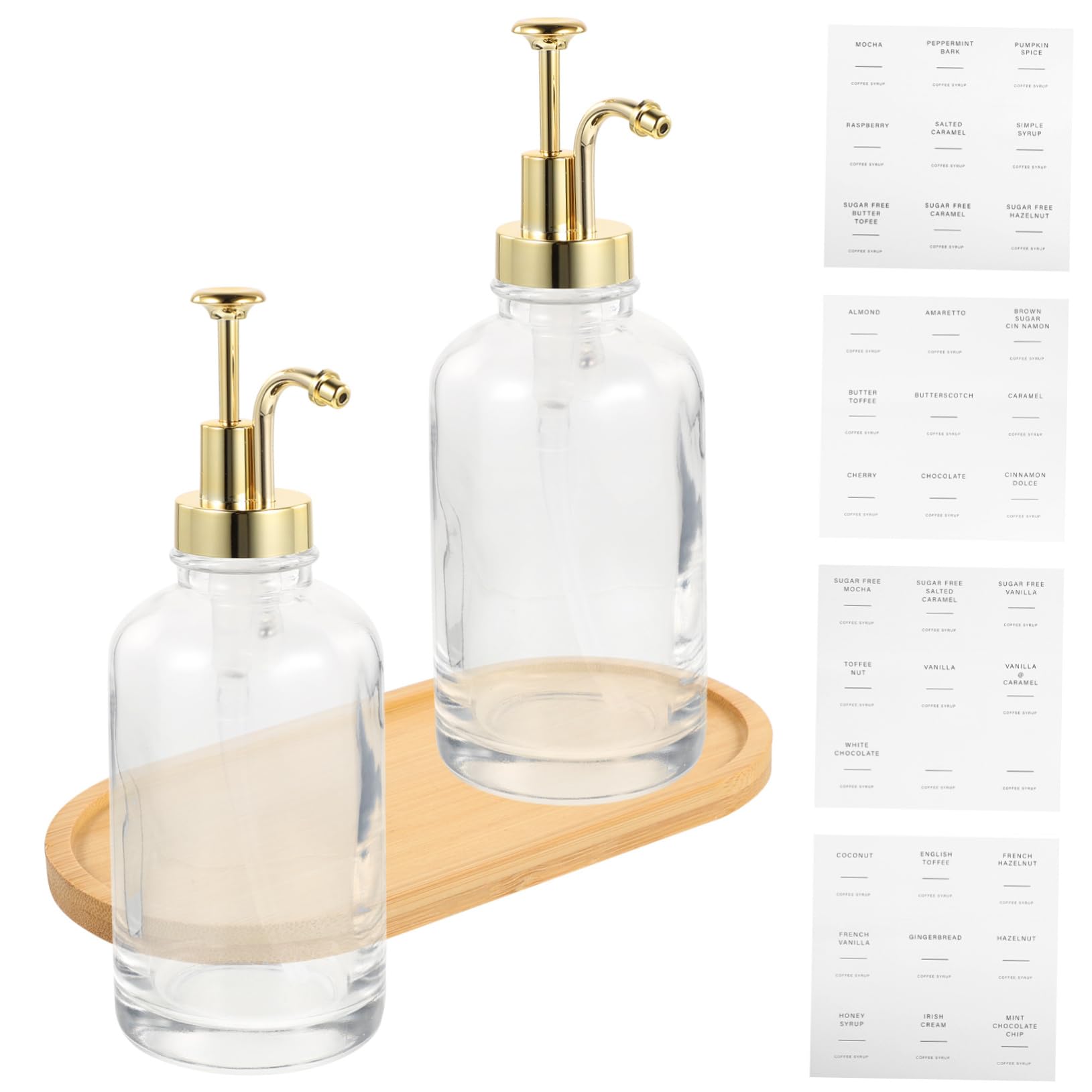Distributeur de Sirop pour Bar à Café en Verre et Bois