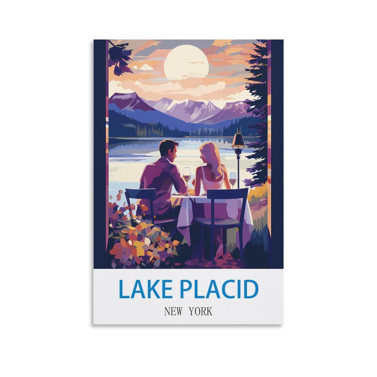 EZMLFA 5D Diamond Painting Kits,Lake Placid New York Date Diamond Art Kits Adults, Create Your Own Diamond Painting Full Drill Gifts for Home Decor 40x50cm