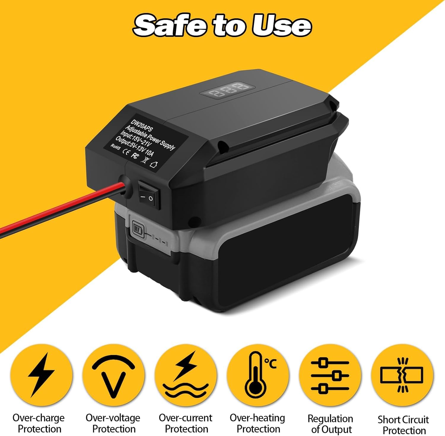 Adaptateur de batterie abaisseur pour batterie Dewalt 20 V, connecteur d'alimentation pour appareils de voiture, chargeur à monter soi-même, convertisseur Buck Station d'alimentation, adaptateur