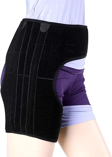 Soporte de cadera e ingle, vendaje de soporte para isquiotibiales de la ingle del muslo con envoltura de compresión ajustable, alivio del dolor para