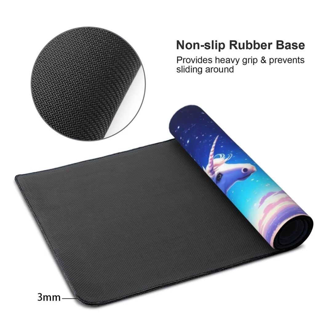 Alfombrilla de ratón 1400x600x3 MM, Alfombrilla Ratón XXL Extendida de Gran Tamaño con Bordes Cosidos, Base de Goma Antideslizante Almohadilla para Teclado, Caballo Estrellado S-11609