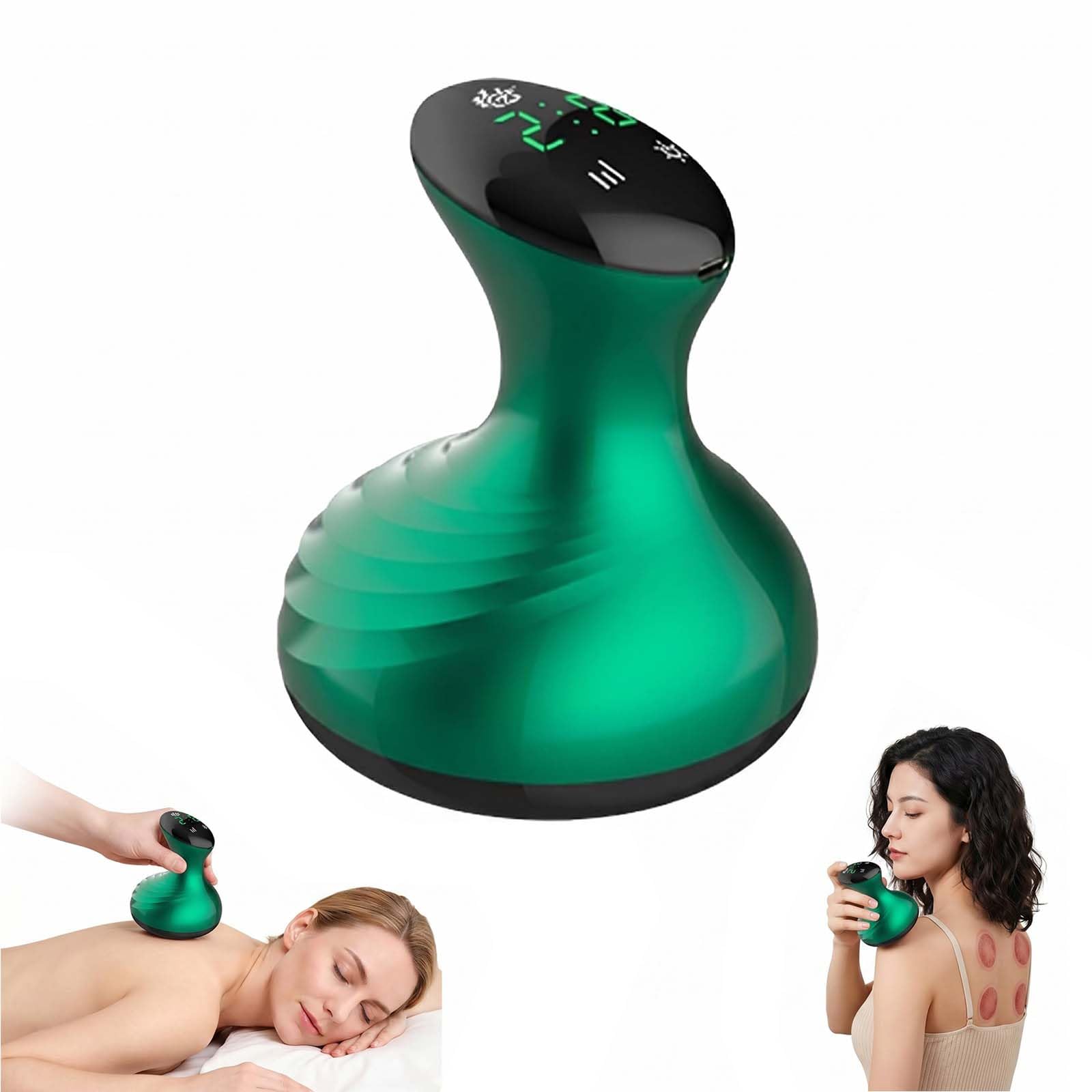 Masajeador Anticelulítico Eléctrico 5en1, Ventosa de Masaje con Calor e Infrarrojos, 9 Niveles de Aspiración, Pantalla LED, Para Muslos, Abdomen, Brazos (Blanco Perla)