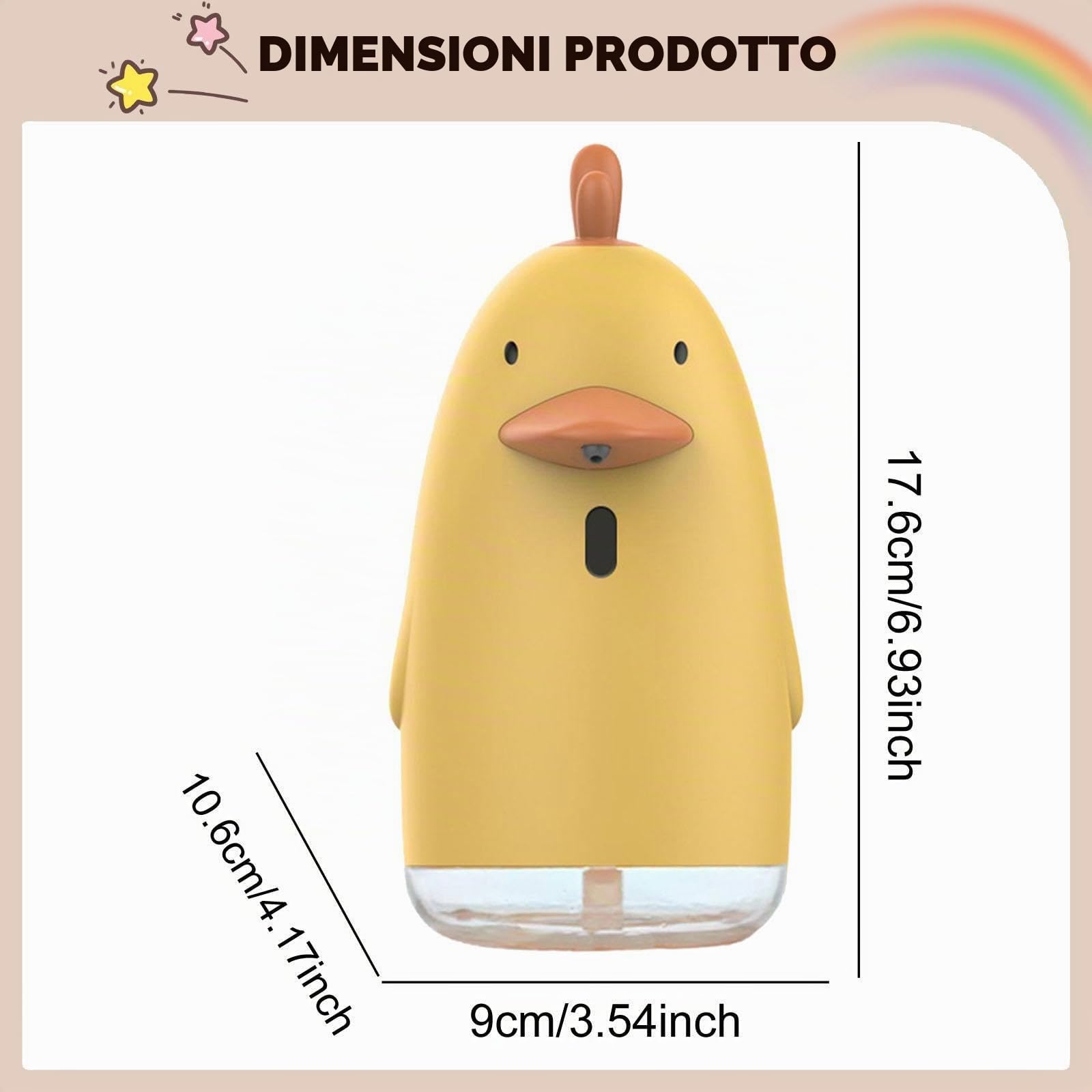 LOVIVER Distributore Automatico di Sapone in Schiuma da 350 ml, Dispenser Sapone Senza Contatto, Elettrico, Design Simpatico a Forma di Animale,Regolabile, per Cucina e Bagno