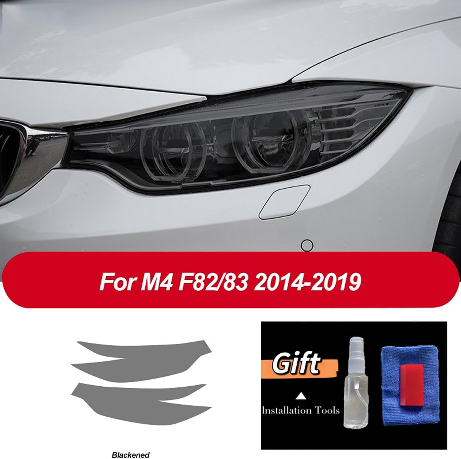 Car Headlight Protective Film Headlamp Restoration Scratch-Resistant Transparent Black TPU Sticker，for BMW M3 F80 M4 F82 F83
