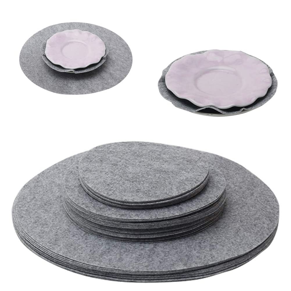Set 48 Protezioni Per Pentole E Padelle In Feltro – 3 Dimensioni (28, 35, 38 Cm) – Separatori Antigraffio E Antiscivolo Per Impilare Pentole, Piatti E Ciotole