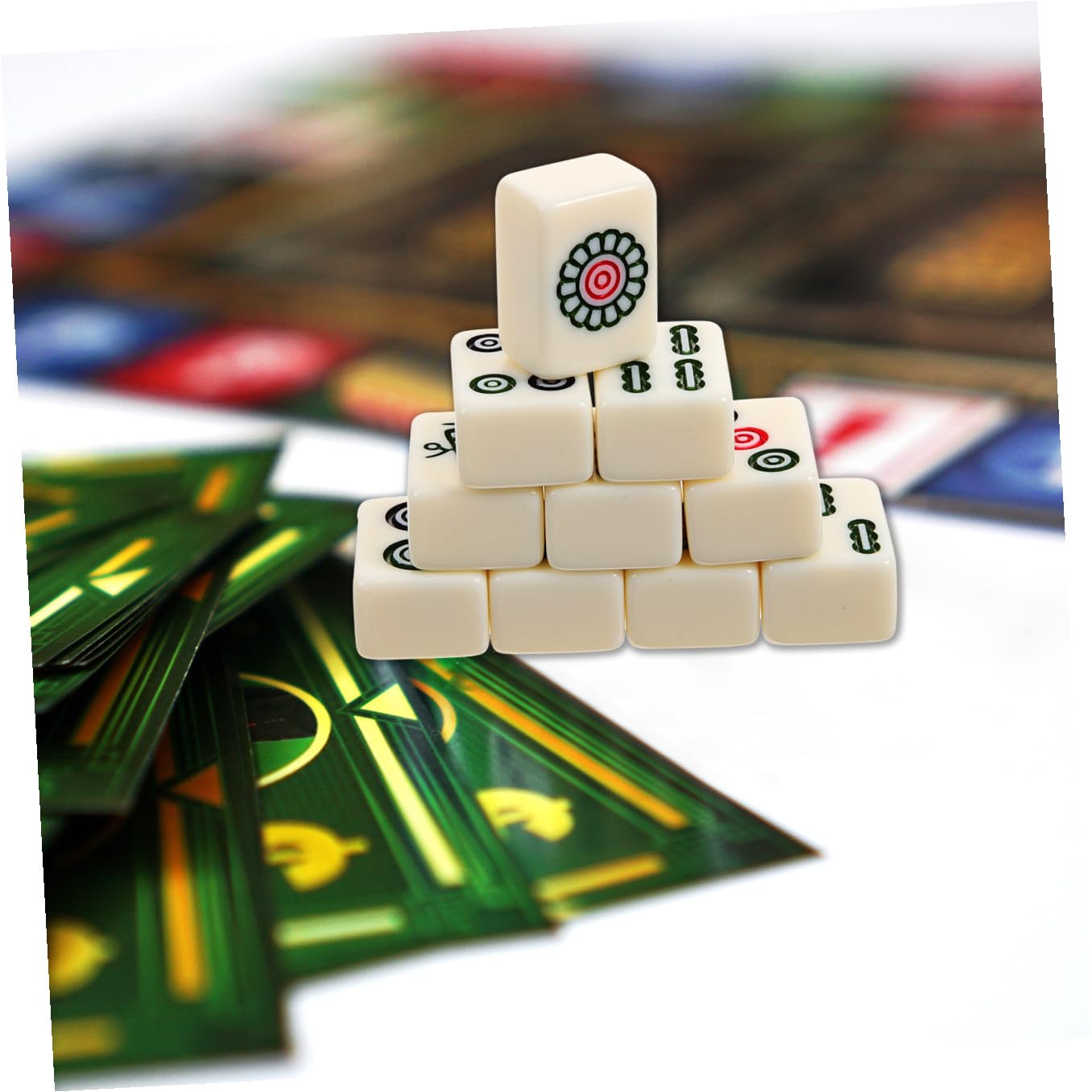 Kleiner Mahjong Satz 1 Satz aus Melamin und PVC, Weiß, Tragbar | Reisespiel für Drinnen und Bars, Kreative Ausführung, Vollständiges Zubehör, Kompakte Maße