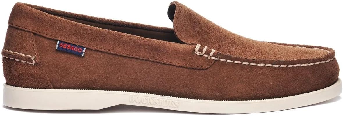 SebagoFrank Boat Roughout Loafers for Men- Handsewn Roughout Leather Shoes with Leather Sock Lining and Non-Marking, Non-Slip Siped Rubber Soles