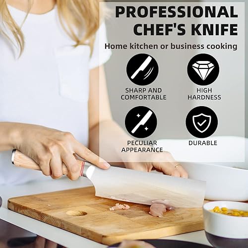 Miniatura 2 de ONDIAN Cuchillo de cuchillo cuchillo de cocina de 11 pulgadas cuchillos de chef chino cuchillos cuchillos cuchillo de cocina KAHKI