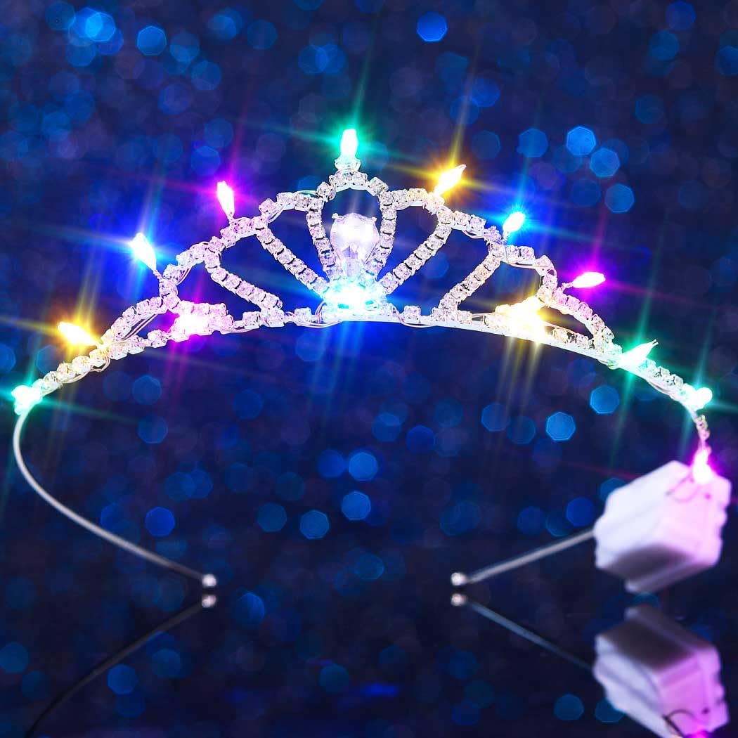 DRESBE Light Up Crystal Crown LED Rhinestone Tiara Headbands Princess Glow Party Hair Accessories for Women and Girls