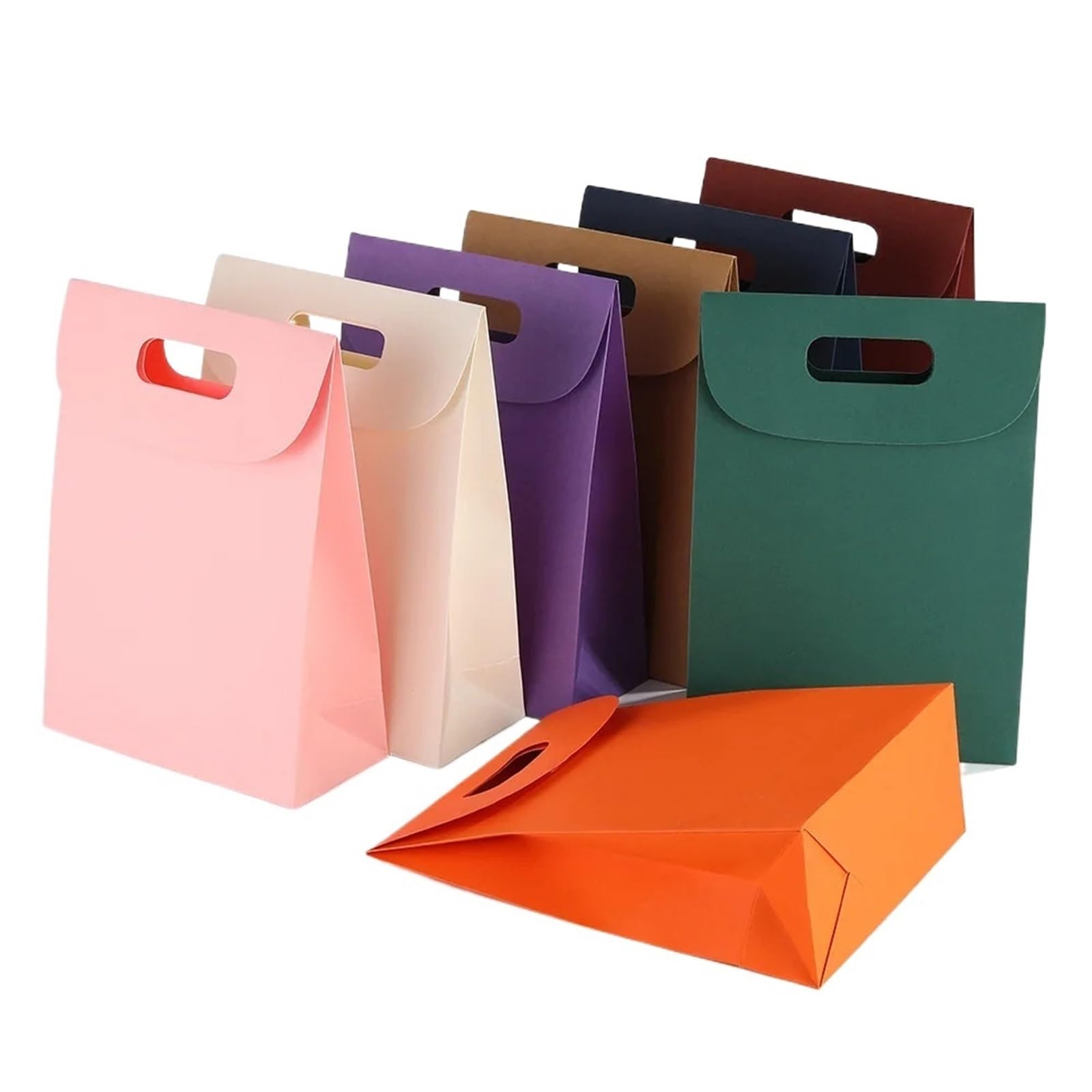 Sacchetto Regalo Kraft Carta Kraft for caramelle da 10/20 pezzi | Borsa da imballaggio Borsa ribaltabile regalo in tinta unita(Pink,20x28x9cm-medium,20pcs)