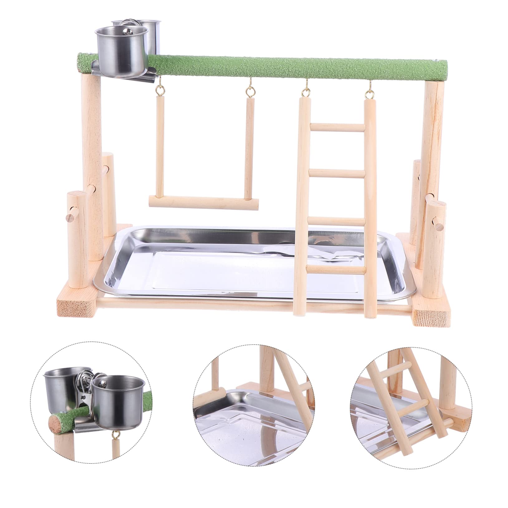 Toddmomy Holz Vogel Spielplatz Mit Leiter Und Schwinge Spielzeug Für Papageien Und Wellensittiche Bewegung Und Aktivität Stabil Und Langlebig
