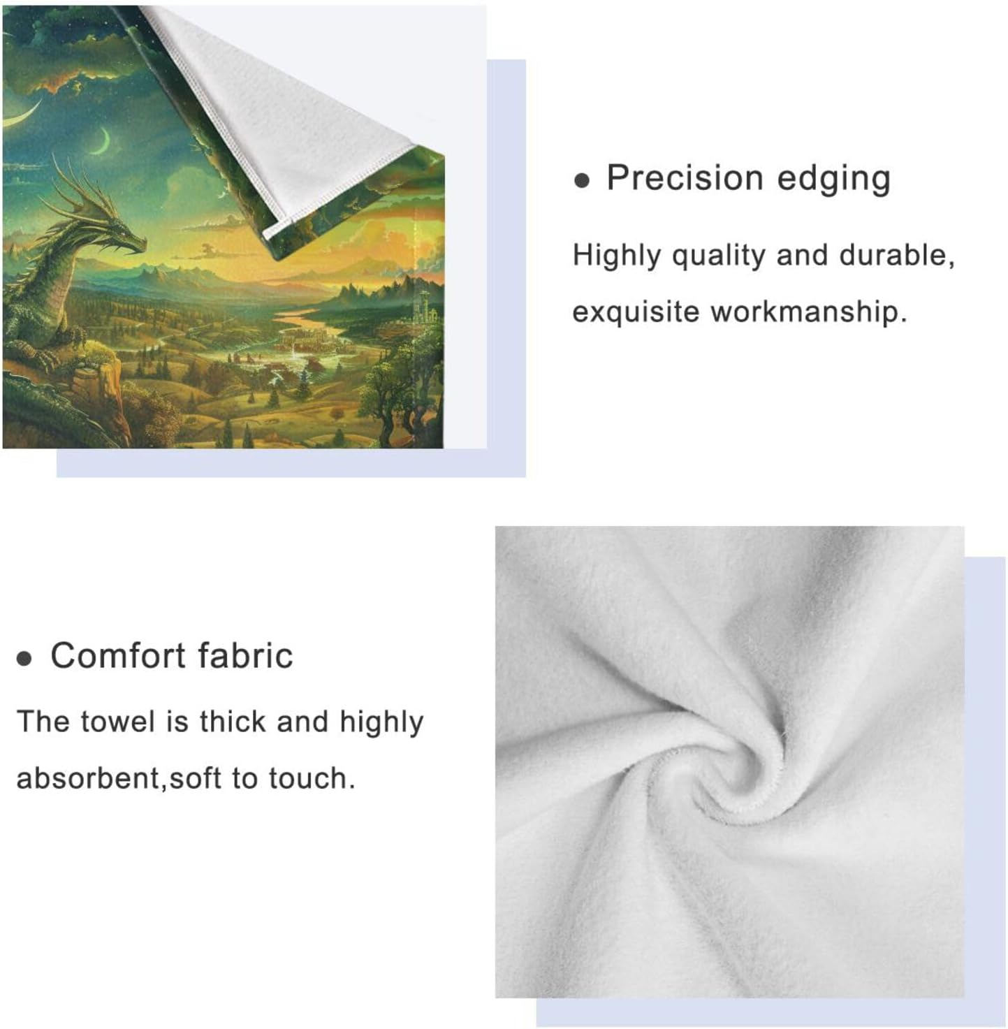ALAZA Dragon in Landscape Towel Bathroom Set, 3-Piece Towel Set, 1 Bath Towel, 1 Hand Towel, 1 Washcloth,Soft Absorbent Towel for Home Kitchen Gym Beach