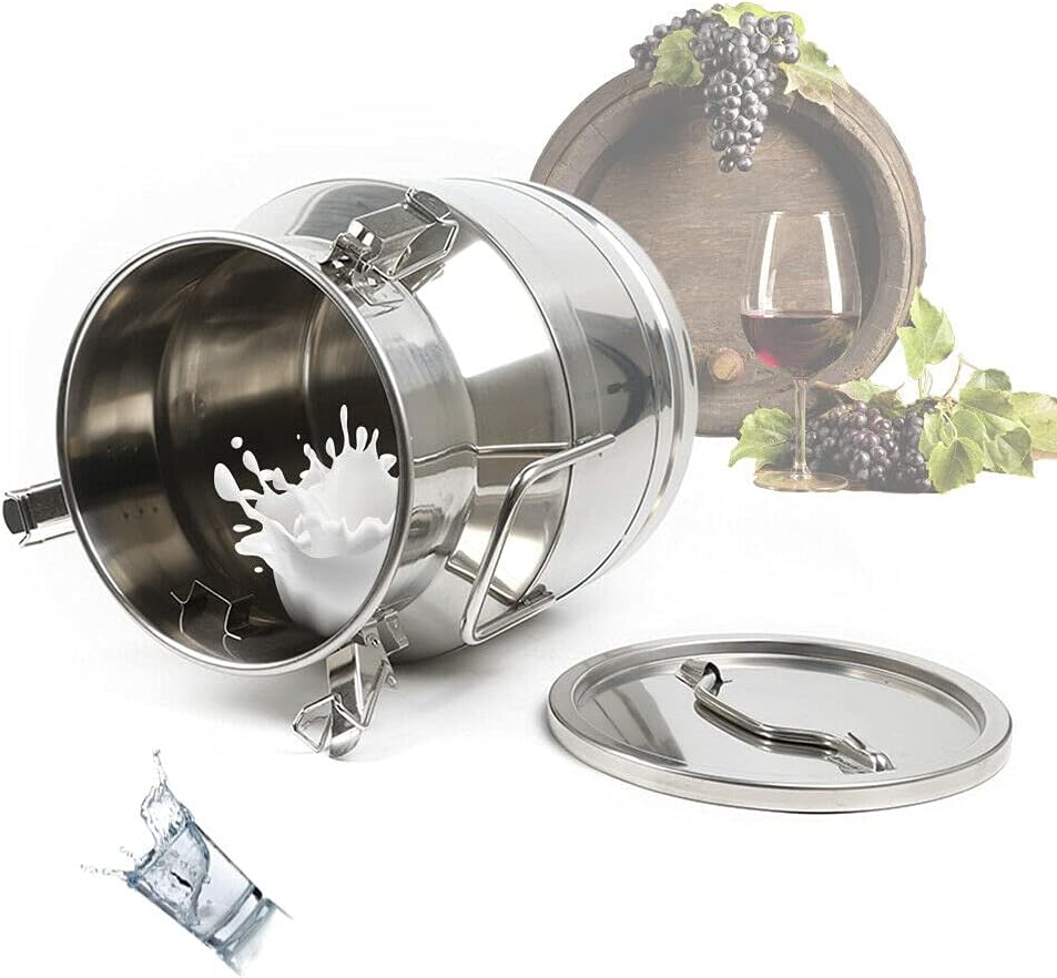 304 Stainless Steel Milk Can,Milk Bucket Wine Pail Bucket Milk Can Tote Jug Barrel Lid Bottle Canister with Sealed Lid Heavy Duty (30L/7.95Gallon)