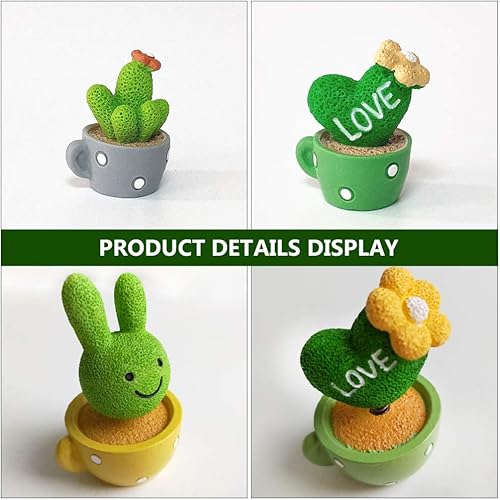 Miniatura 5 de PRETYZOOM 4 piezas de juguete bailarín de cabeza agitada, figura de cactus, muñeca de coche, adornos para decoración de tartas