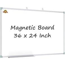 Lockways 36" x 24" Magnetic Dry Erase Calendar Whiteboard, 4 Month Framed White Board Planner, Wall Mounted Message Presentation Memo Calendar Board