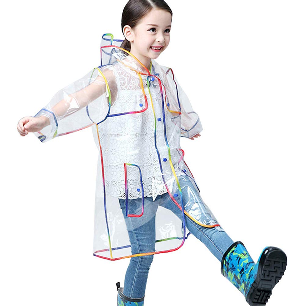 Milisten Poncho per Eva Trasparente con Raincoat per Scuola e Attività All Colorato