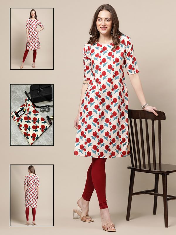 Image of Pinkmint Printed Kurti for Women's ll Straight Kurtis for Women's ll Stylished Kurti (Pack of 6)