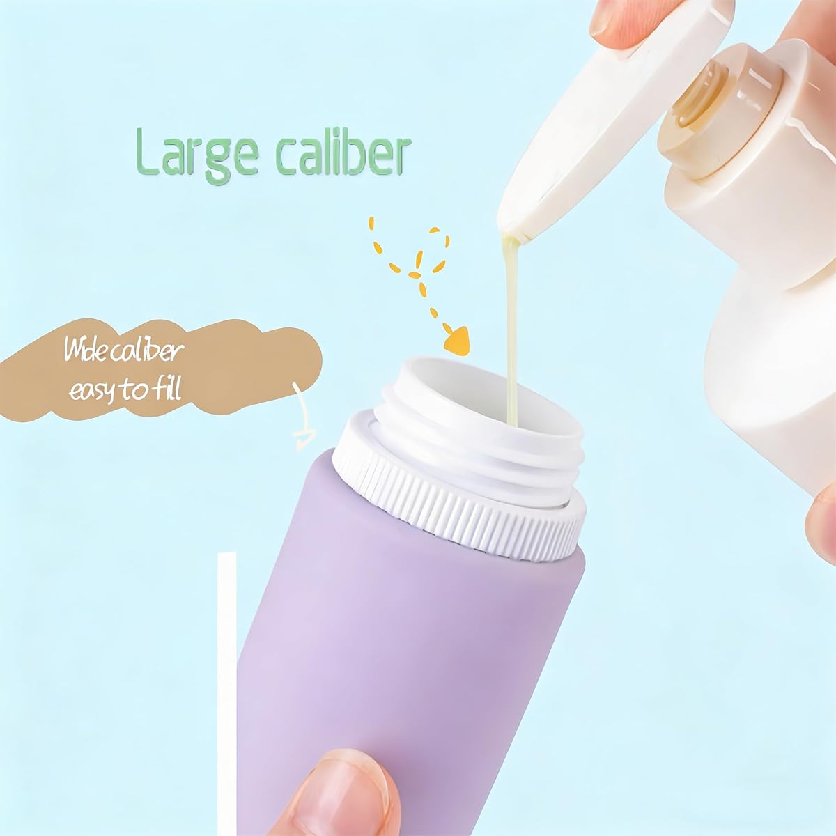 Botella de artículos de tocador de viaje, 3 oz de silicona recargable, accesorio de viaje a prueba de aplastamientos, sin BPA, material de calidad alimentaria (púrpura)