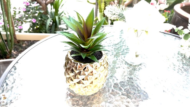 Pianta grassa artificiale haworthia glitterata in vaso argentato H15
