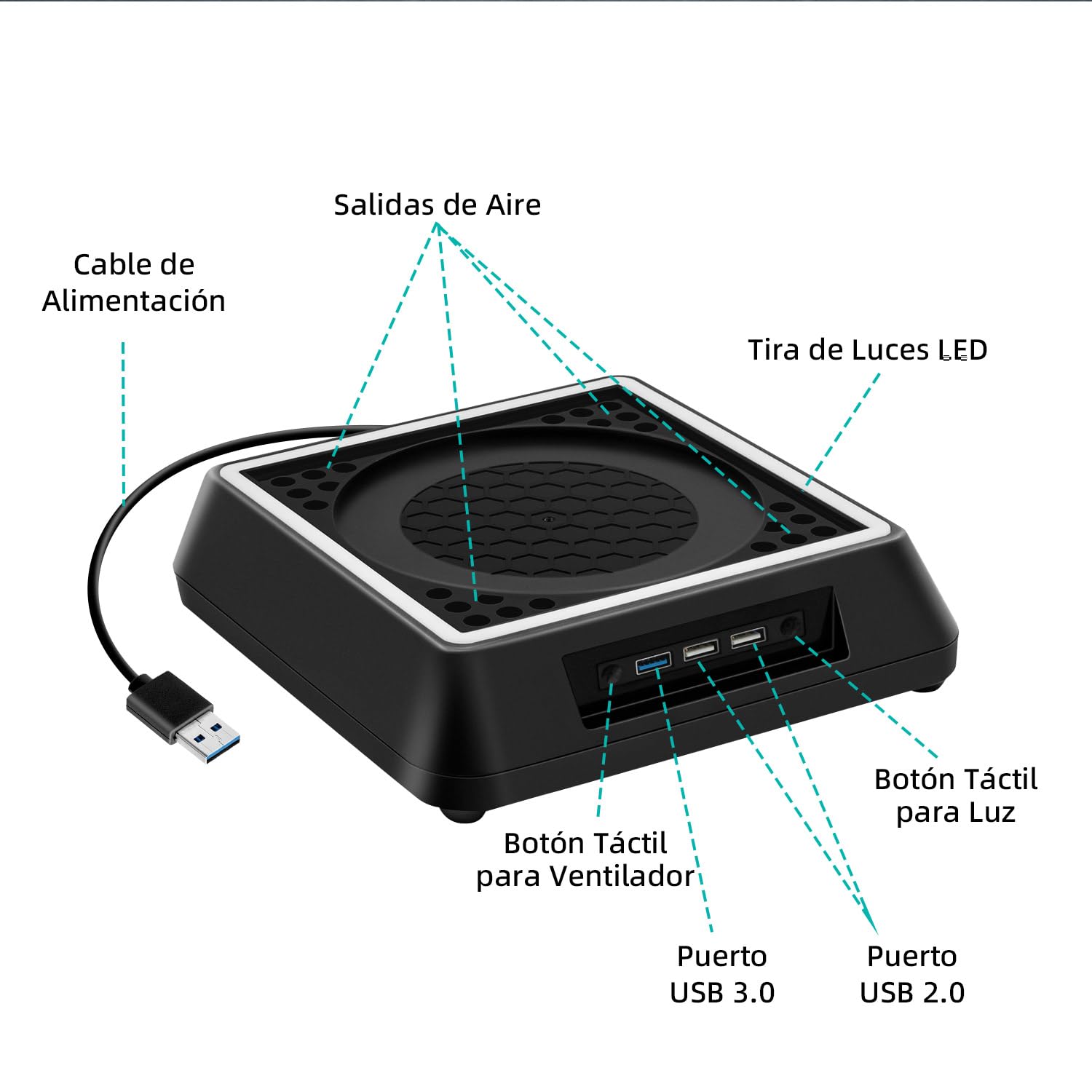 Mcbazel Xbox Series X Soporte de refrigeración con luz RGB/ Función de refrigeración ajustable/ Indicador LED / Puertos USB 3.0 /USB 2.0
