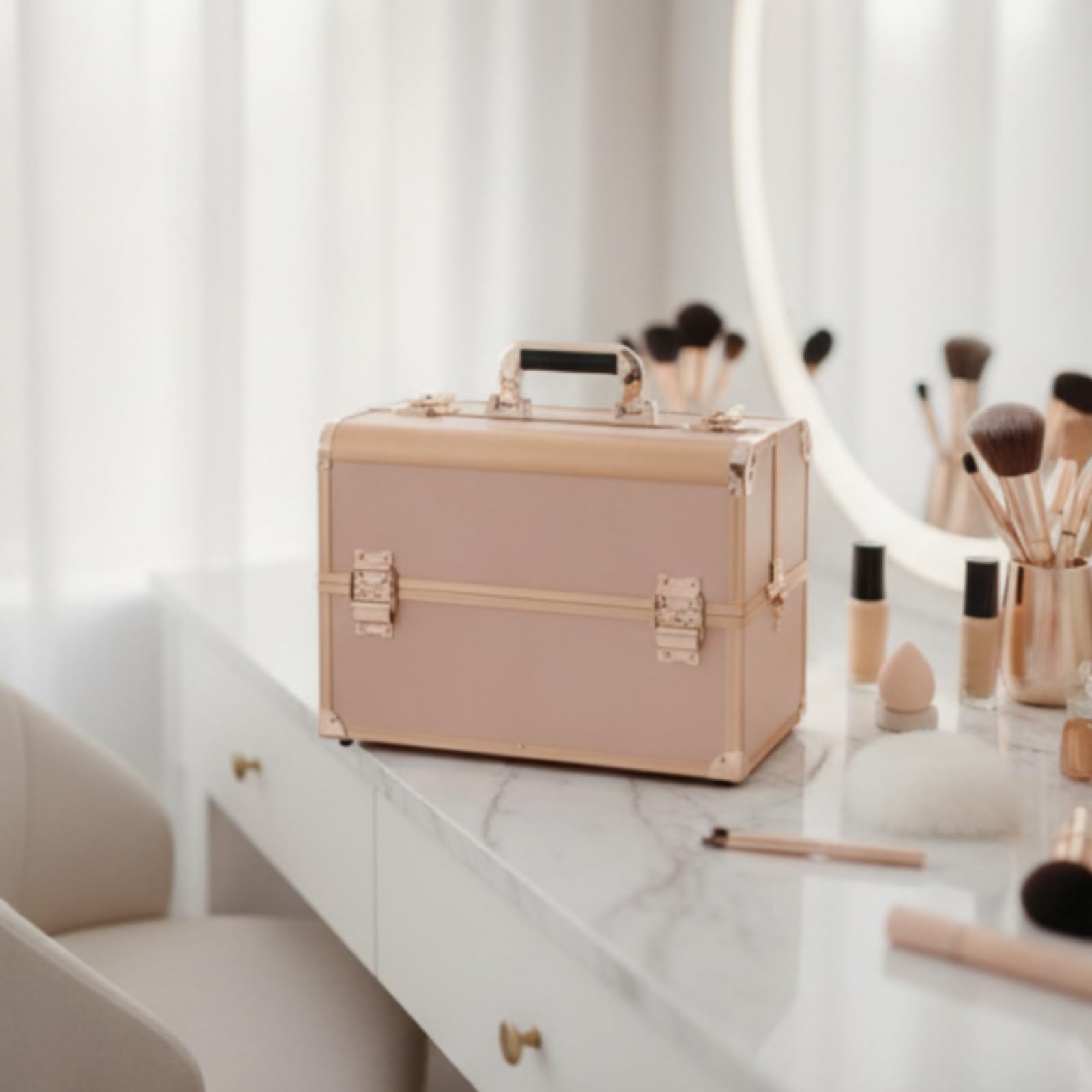 predolo Valigetta Trucco Rigida Portatile Beauty Case con Scomparti da Organizzatore per Estetiste,