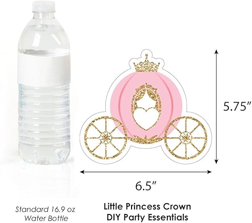 Miniatura 5 de Big Dot of Happiness Corona de princesita  Tiara y carruaje decoraciones DIY rosa y dorado princesa baby shower o fiesta de cumpleaños esenciales