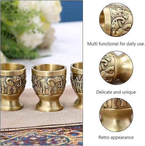 Miniatura 8 de VICASKY Vaso de cristal de cáliz de bronce para whisky antiguo, copa de dram de whisky antiguo, mini taza de copa de vino, copa de cáliz de cáliz de