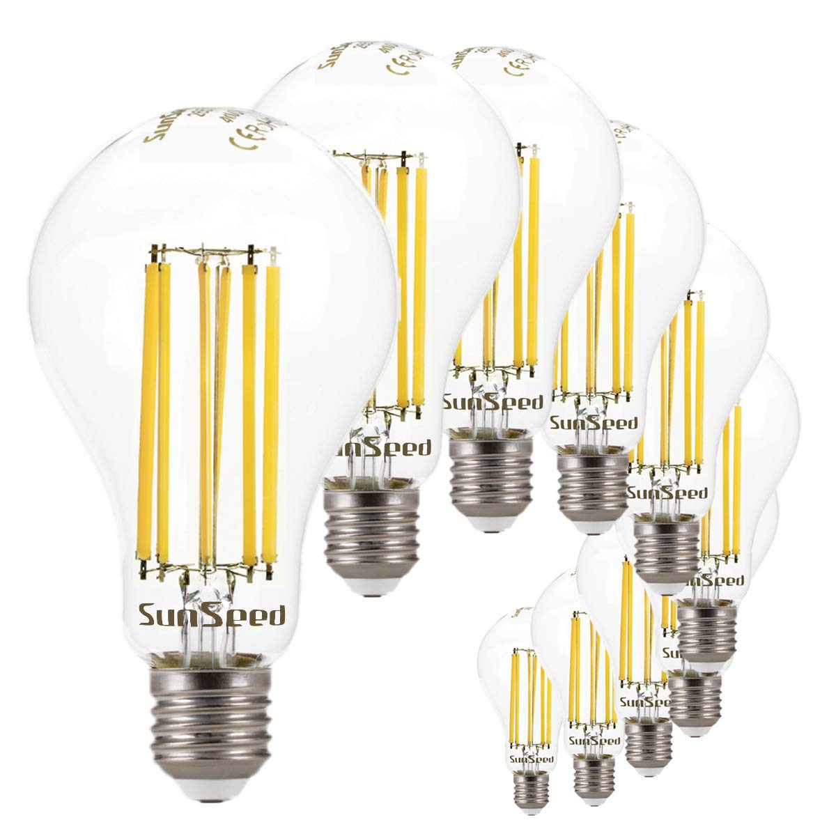 SUNSEED 10x Glühfaden LED classic Lampe E27 16W ersetzt 142W Neutralweiß 4000K