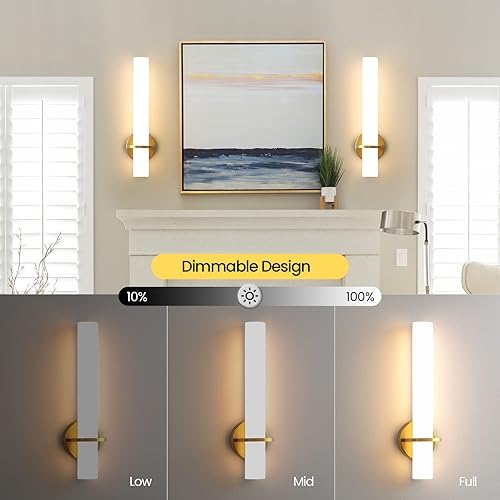 Miniatura 5 de Aplique de pared dorado con apliques de pared, juego de dos  Moderno aplique de pared de 18 W 3000 K LED regulable lámpara de pared acrílica