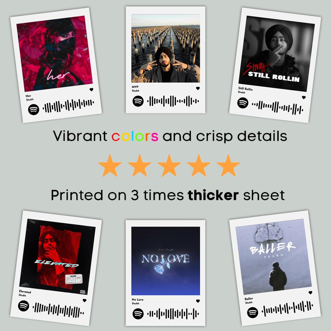 INDOART NET - Shubh Photocards | Mini Posters Kit (Set of 16) | Shubh’s Cheques, King Shit, Baller Songs Photocard Size (8 x 6 cm) Posters for Phone Accessories, Bedroom, Office, Living room (Shubh) 3