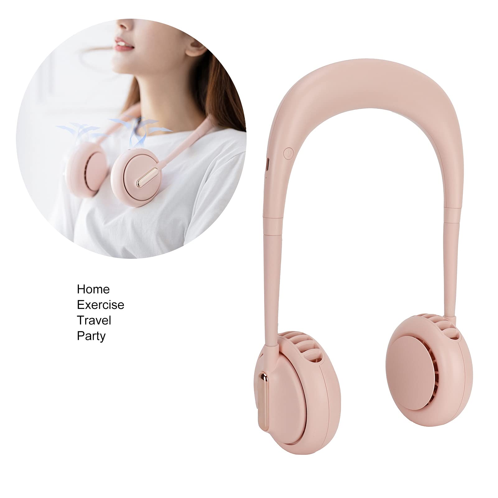 Mini ventilateur mains libres USB chargeant le ventilateur de refroidisseme (Rose)