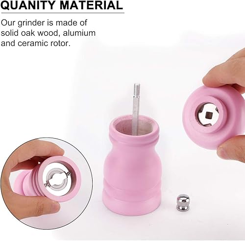 Miniatura 3 de uxcell Molinillo de sal y molinillo de madera de 4.5 pulgadas con grosor ajustable para condimentos, preparación de comidas, cocina, comedor, color